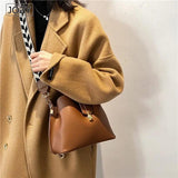 Vintage Small Leather Bucket Crossbody Bag for Women