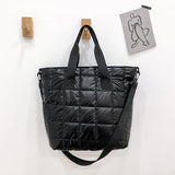 Winter Shoulder Bags For Women - Quilt Padded Nylon Handbag
