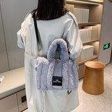 Faux Fur Large Tote Bag Soft Plush Women's Fluffy Shoulder Bag