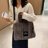 Faux Fur Large Tote Bag Soft Plush Women's Fluffy Shoulder Bag