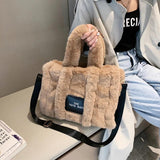 Faux Fur Large Tote Bag Soft Plush Women's Fluffy Shoulder Bag