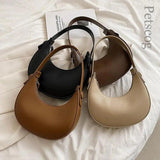 Women's PU Leather Half Moon Shoulder Bag