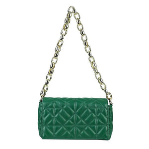 Plaid Shoulder Bag with Thick Chain - Women Handbags Crossbody