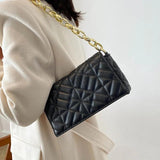 Plaid Shoulder Bag with Thick Chain - Women Handbags Crossbody