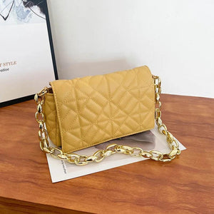 Plaid Shoulder Bag with Thick Chain - Women Handbags Crossbody