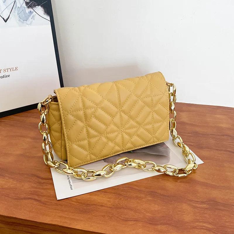 Plaid Shoulder Bag with Thick Chain - Women Handbags Crossbody