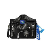 Studded Crossbody Bag for Women Hip Hop Shoulder Square Satchel