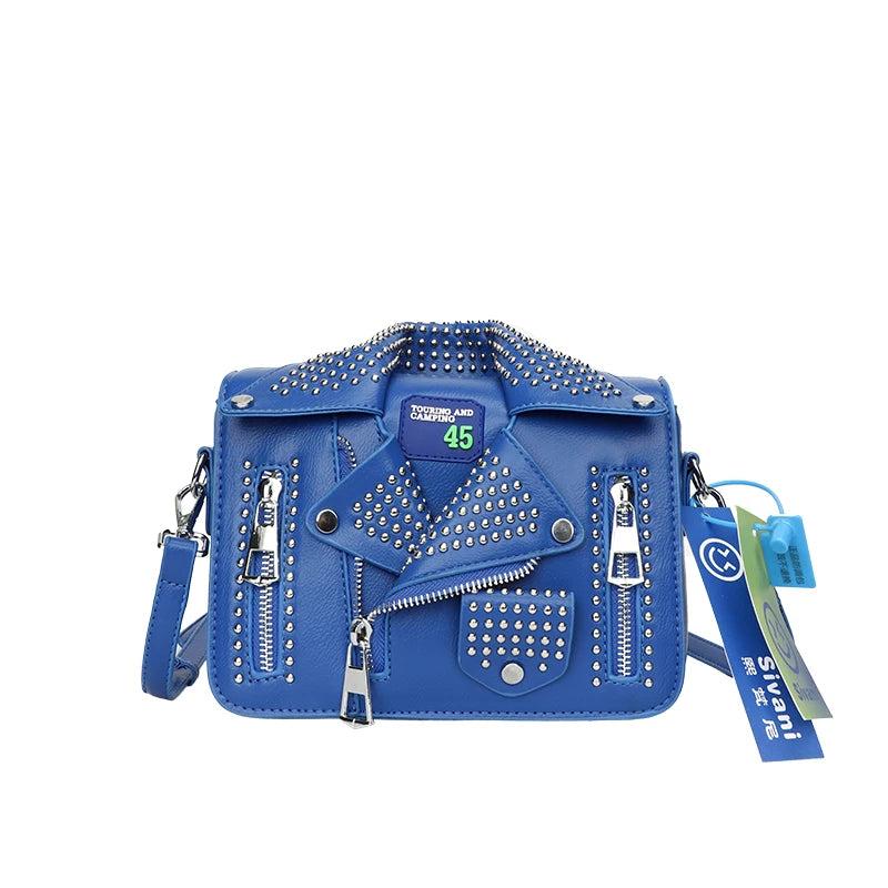 Studded Crossbody Bag for Women Hip Hop Shoulder Square Satchel