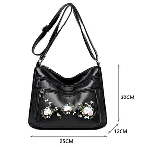 Embroidery Flower Pattern Crossbody Bag for Women Ladies Shoulder Bags