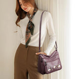 Embroidery Flower Pattern Crossbody Bag for Women Ladies Shoulder Bags