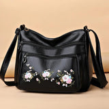 Embroidery Flower Pattern Crossbody Bag for Women Ladies Shoulder Bags
