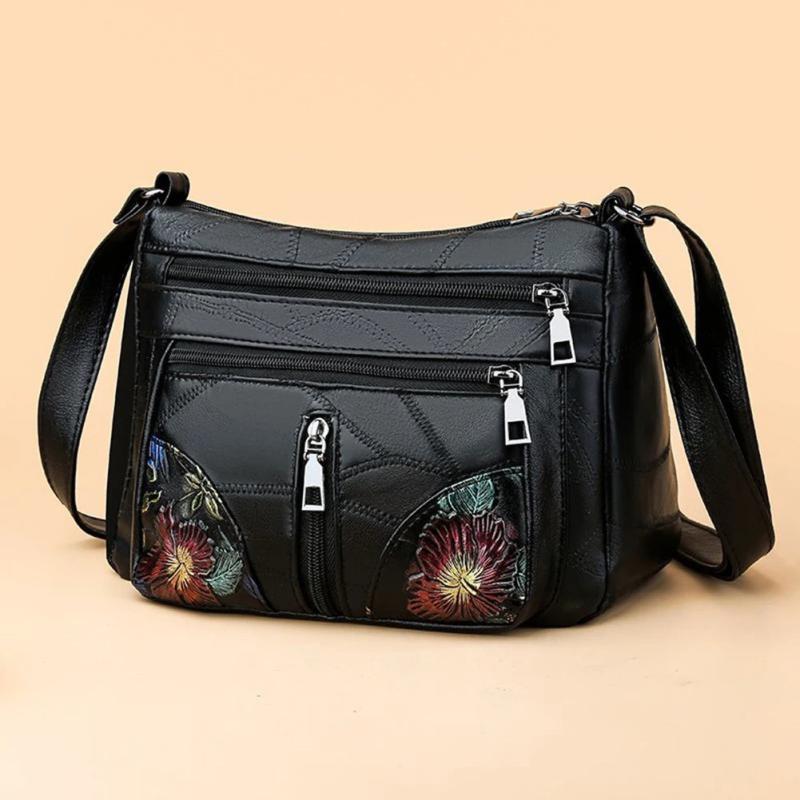 Embroidery Flower Pattern Crossbody Bag for Women Ladies Shoulder Bags