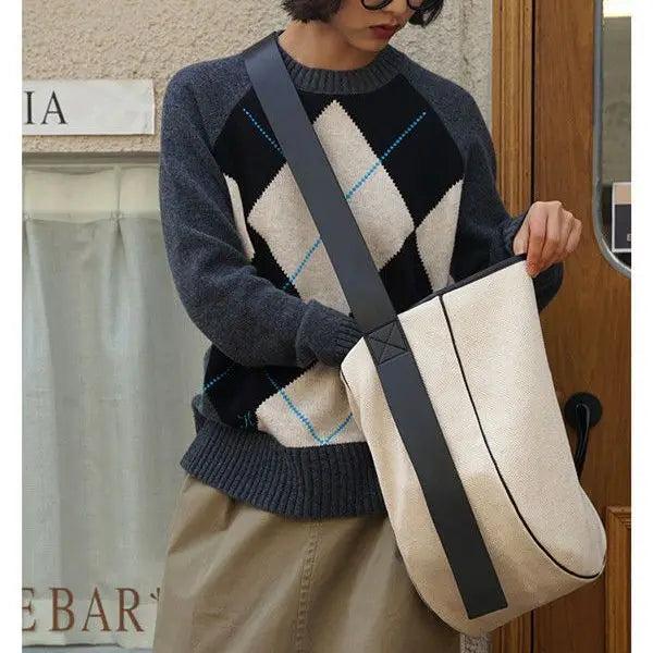 Canvas Bucket Bag Soft Casual Vintage Shoulder Crossbody Girls Bag