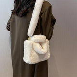 Winter Faux Fur Tote Bag Soft Plush Handbag Warm Shoulder Crossbody Women