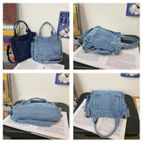 Denim Shoulder Bag Zipper Shopping Satchel Eco Handbags