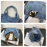 Denim Shoulder Bag Zipper Shopping Satchel Eco Handbags