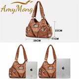 Vintage Leather Women Top-handle Shoulder Bag Crossbody Sac