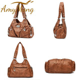 Vintage Leather Women Top-handle Shoulder Bag Crossbody Sac
