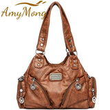 Vintage Leather Women Top-handle Shoulder Bag Crossbody Sac
