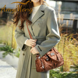 Vintage Leather Women Top-handle Shoulder Bag Crossbody Sac