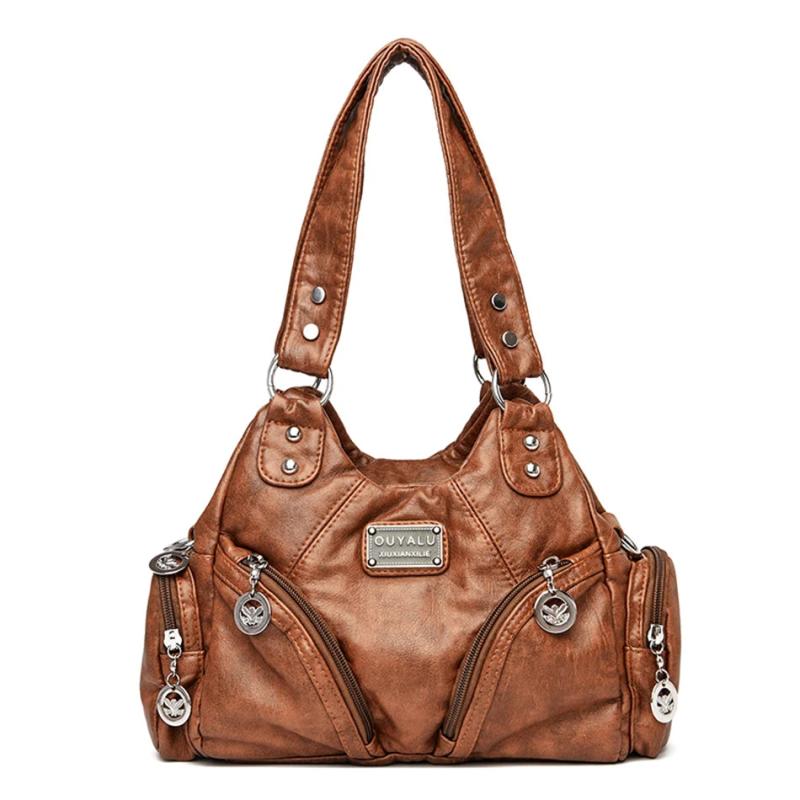 Vintage Leather Women Top-handle Shoulder Bag Crossbody Sac