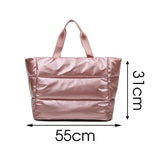 Winter Fluffy Padded Woman Handbag Big Quilted Shopper Bag