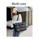 Winter Fluffy Padded Woman Handbag Big Quilted Shopper Bag