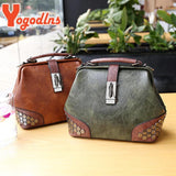 Vintage Rivet Handbaag Female PU Leather Crossbody Bag Contrast Shoulder Bag