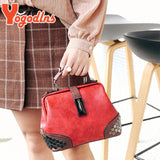 Vintage Rivet Handbaag Female PU Leather Crossbody Bag Contrast Shoulder Bag
