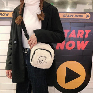 Women Winter Shoulder Bag Small Phone Pouch Warm Messenger Bag