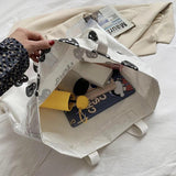 Women PVC Canvas Large Capacity Shoulder Underarm Bag Vintage Printing Handbag