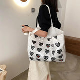 Women PVC Canvas Large Capacity Shoulder Underarm Bag Vintage Printing Handbag