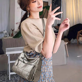 2 Layers Leather Shoulder Messenger Handbags for Women