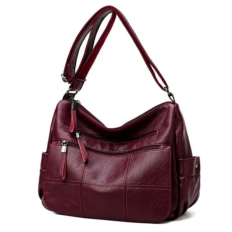 2 Layers Leather Shoulder Messenger Handbags for Women