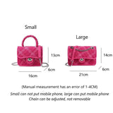 Rose Pink Lock Shoulder Bag Plaid Square Crossbody Clutch