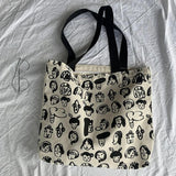 Large Women's Tote Shopping Bag Canvas Shoulder Bags for Women Cartoon Printing