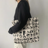 Large Women's Tote Shopping Bag Canvas Shoulder Bags for Women Cartoon Printing
