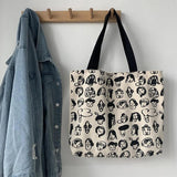 Large Women's Tote Shopping Bag Canvas Shoulder Bags for Women Cartoon Printing