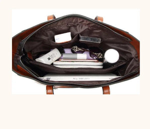 Large Casual Tote Handbag Solid Leather Famous Shoulder Bag for Women