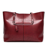 Large Casual Tote Handbag Solid Leather Famous Shoulder Bag for Women