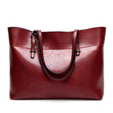 Large Casual Tote Handbag Solid Leather Famous Shoulder Bag for Women