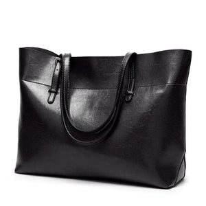 Large Casual Tote Handbag Solid Leather Famous Shoulder Bag for Women
