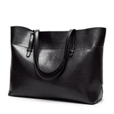 Large Casual Tote Handbag Solid Leather Famous Shoulder Bag for Women