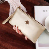 Women Wallets Bee Clutch Leather Zipper Long Wallet Ladies Wristlet