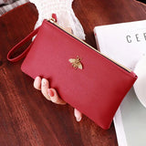 Women Wallets Bee Clutch Leather Zipper Long Wallet Ladies Wristlet