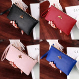 Women Wallets Bee Clutch Leather Zipper Long Wallet Ladies Wristlet