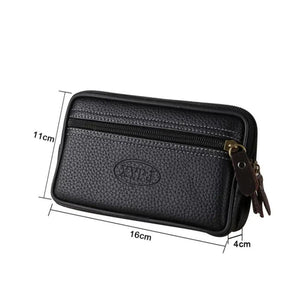 Men's Faux Leather Wallet Double Layer Phone Waist Bag