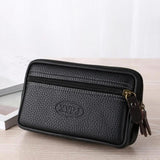 Men's Faux Leather Wallet Double Layer Phone Waist Bag