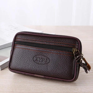 Men's Faux Leather Wallet Double Layer Phone Waist Bag