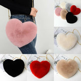 Heart Shaped Chain Messenger Bag Plush Love Shoulder Crossbody Gift
